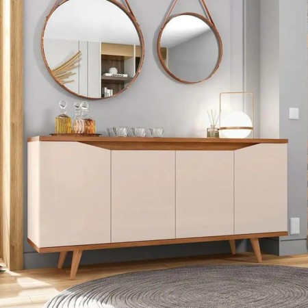 کنسول آیینه چوبی مدل لبخندی | طراحی مدرن و ساخت سفارشی با پایه چوب طبیعی