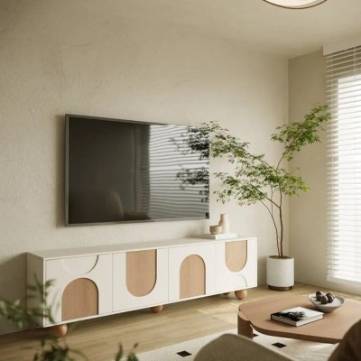 میز تلویزیون مدل رسپینا | طراحی مدرن و لوکس با پایه چوبی