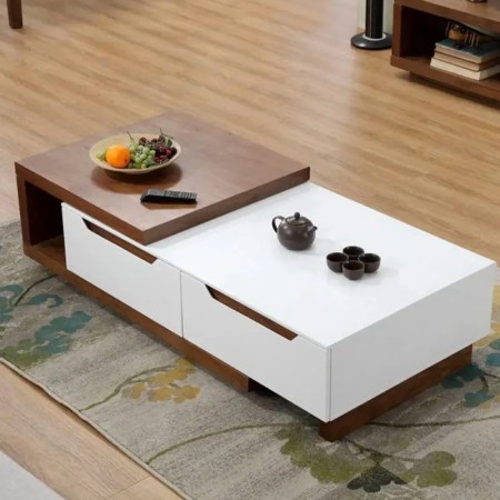 میز جلو مبلی مدل پازلی متحرک دوتکه | طراحی مدرن با قابلیت تنظیم طول