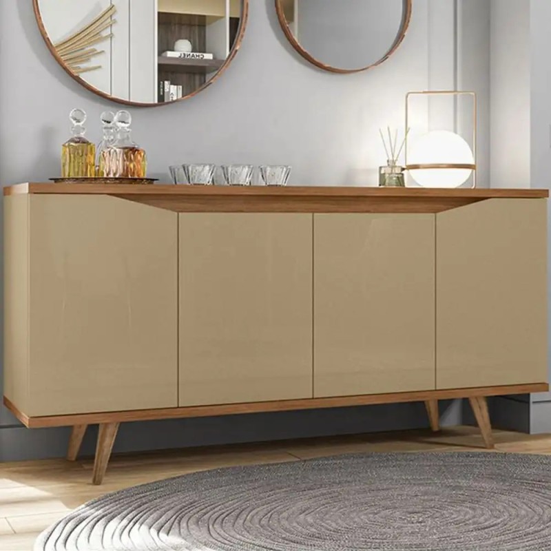 کنسول آیینه چوبی مدل لبخندی | طراحی مدرن و ساخت سفارشی با پایه چوب طبیعی