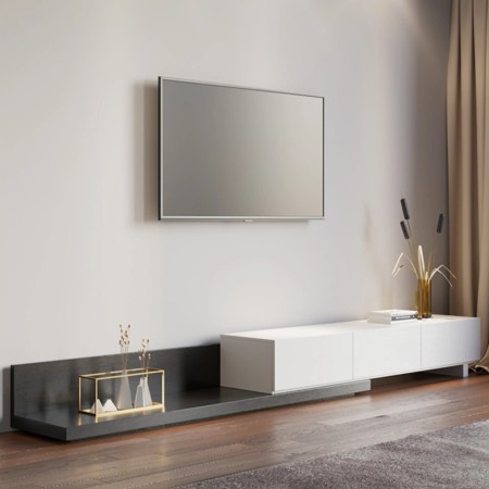 میز تلویزیون اسلاید متحرک MDF | مناسب تلویزیون ۴۵ تا ۸۵ اینچ | دکومیز