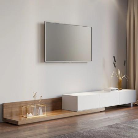 میز تلویزیون اسلاید متحرک MDF | مناسب تلویزیون ۴۵ تا ۸۵ اینچ | دکومیز