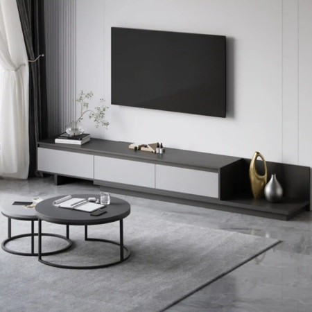 میز تلویزیون اسلاید متحرک MDF | مناسب تلویزیون ۴۵ تا ۸۵ اینچ | دکومیز