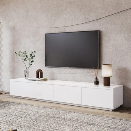 میز تلویزیون مینیمال باکس زمینی | MDF و ملامینه ضد خش | دکومیز