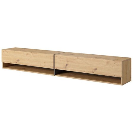 میز TV دیواری ام‌دی‌اف | روکش بلوط برجسته | دکومیز