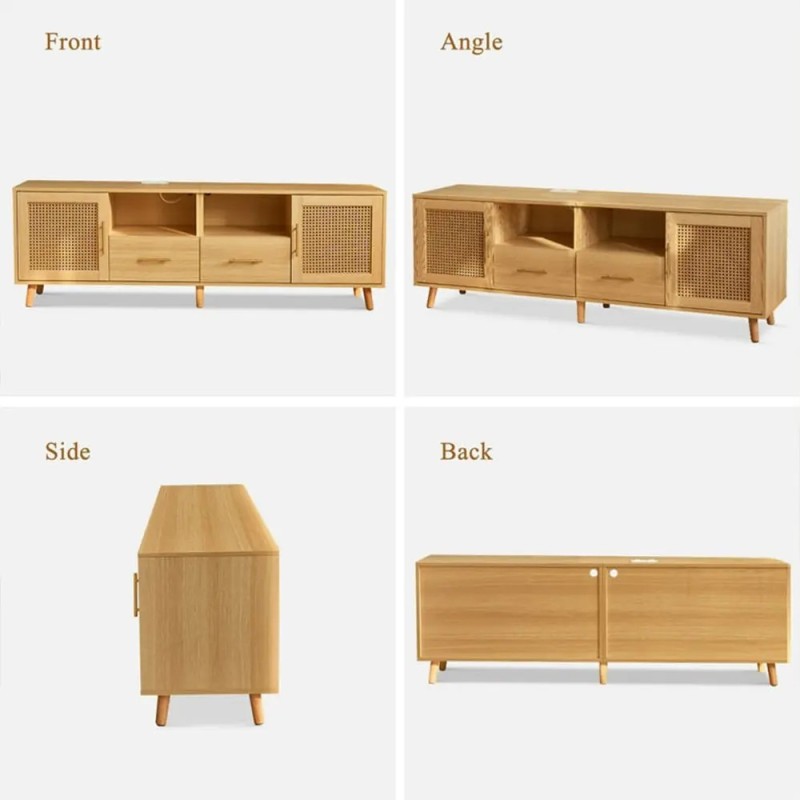 خرید میز تلویزیون حصیری مدرن | میز TV حصیر بامبو | دکومیز