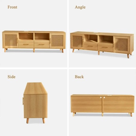 خرید میز تلویزیون حصیری مدرن | میز TV حصیر بامبو | دکومیز